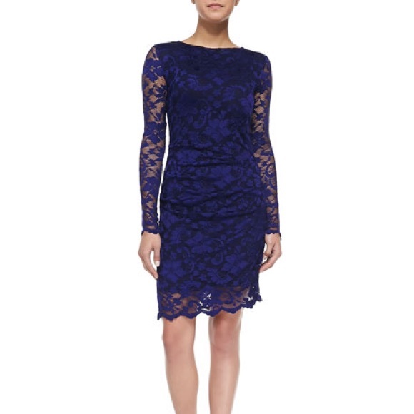 New w/o tags Nicole Miller Blue Lace Overlay Dress - Picture 1 of 4